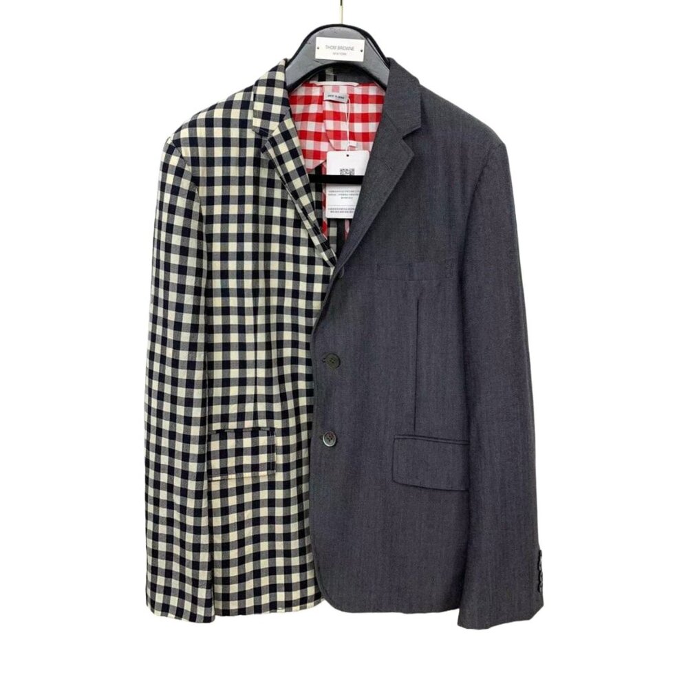 Thom Browne patchwork plaid wool blazer - image 1